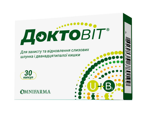 Доктовіт, декспантенол 50 мг і вітамін U 100 мг, 30 капсул
